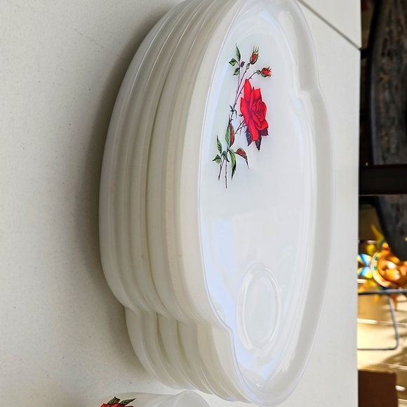 Vintage Federal Rosecrest Milk glass, full set of Lunch Ware Mid Century 1950's - Picture 3 of 7